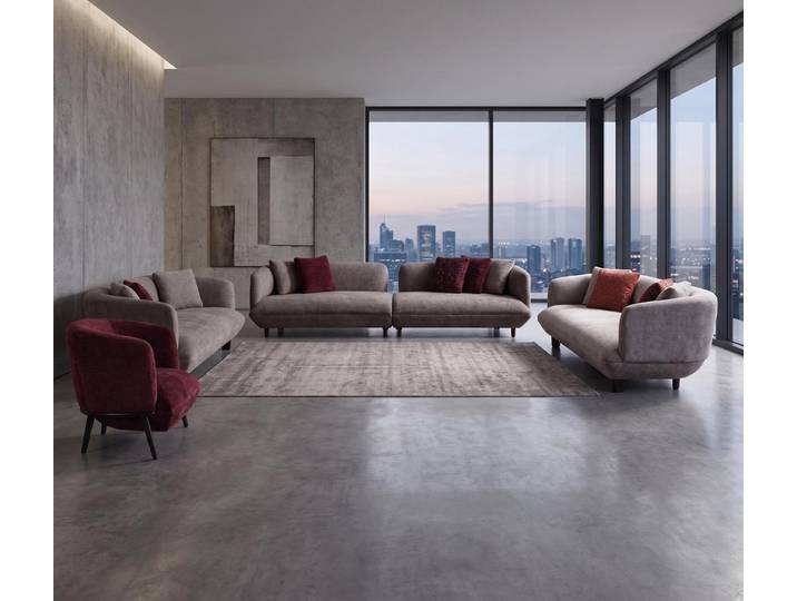 Xlmoebel Polstergarnitur Modernes graues Sofa-Ensemble mit Kissen für stilvolles Wohnen, (4-tlg), Made in Europa