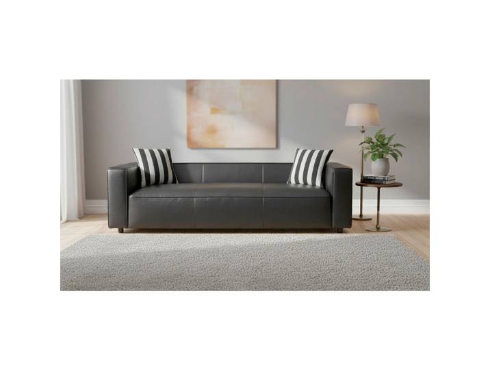 Livetastic 3-Sitzer-Sofa Lotta, Schwarz, Kunststoff, Füllung: Polyester, 232x66x95 cm, Wohnzimmer, Sofas & Couches, Sofas, 3-Sitzer Sofas