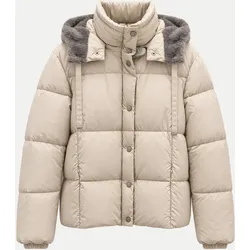 Kurze Steppjacke mit Kapuze Beige 40