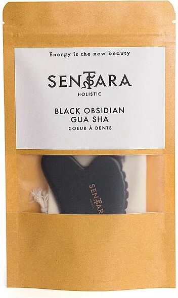 SENTARA Massagestein - Gua Sha Herz mit Zähnen Schwarz  schwarz W