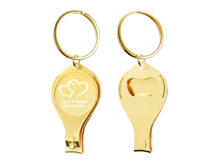 4-in-1-Multifunktions-Flaschenöffner, goldfarbener Nagelknipser, Brauerei, privat, individuell, Multitool-Geschenke für Männer, 100 Stück.