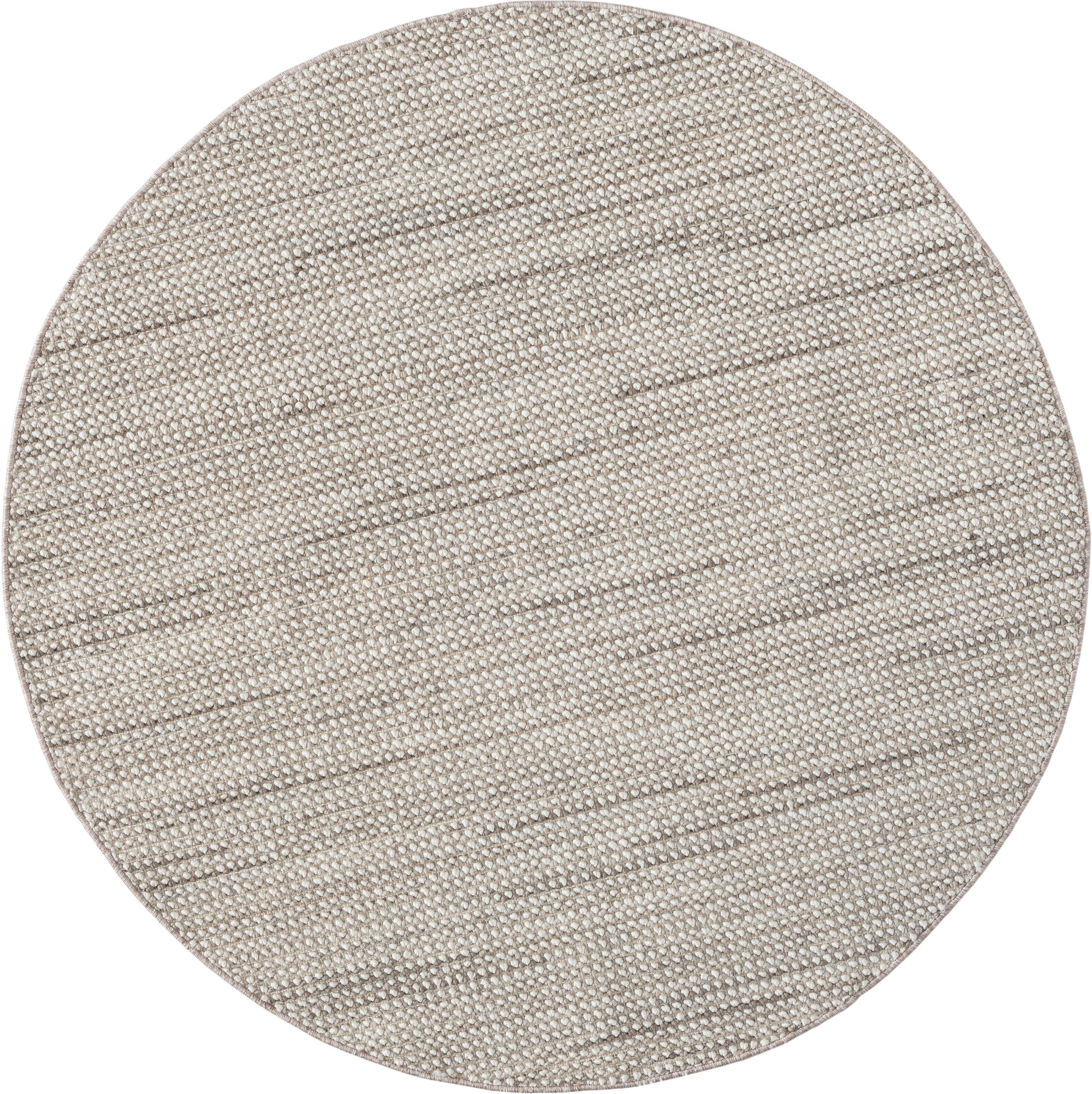Teppich "Ava", grau (hellgrau, beige, creme), H:7mm Ø:120cm, Polyester, MYFLAIR MÖBEL & ACCESSOIRES, Teppiche, Teppich, Uni Farben, meliert, Sisal-Optik, auch in rund erhältlich hellgrau, beige, creme Ø 120cm 1 Stk., 7mm, Ø 120cm