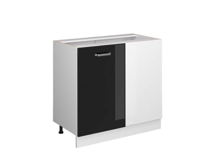 Vicco Eckschrank für Hausrat R-Line, Schwarz Hochglanz, 86 cm