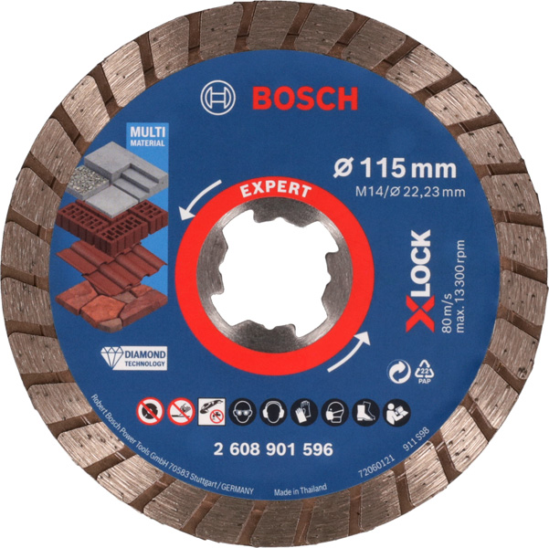 Bosch EXPERT MultiMaterial X-LOCK Diamanttrennscheiben, 115 x 22,23 x 2,4 x 12 mm 2608901596