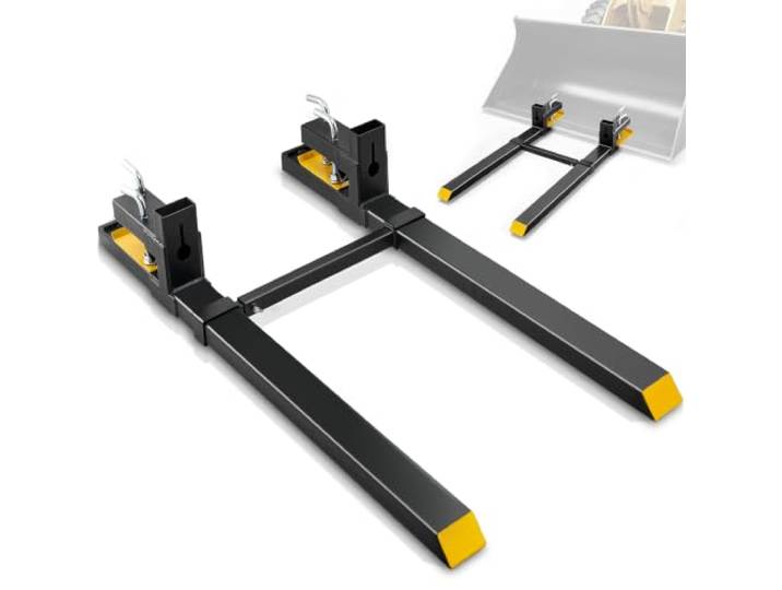 VEVOR Pinces sur Fourches à Palettes 1490x100x230 mm Fourche de Tracteur Charge 1814 kg Longueur 149 cm Barre Stabilisatrice Réglable Lame Fourche 109 cm pour Chargeur Tracteur Godet Chariot Élévateur