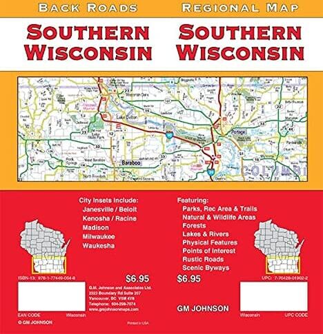 Carte régionale - Wisconsin Sud (routes secondaires)   GM Johnson