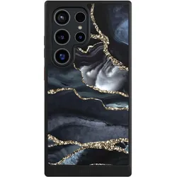 Nivocase Hülle für Samsung Galaxy S24 Ultra Handyhülle NIVOcore Case Schwarz Glitzer Look Marmor Trends (Samsung Galaxy S24 Ultra), Smartphone Hülle, Schwarz