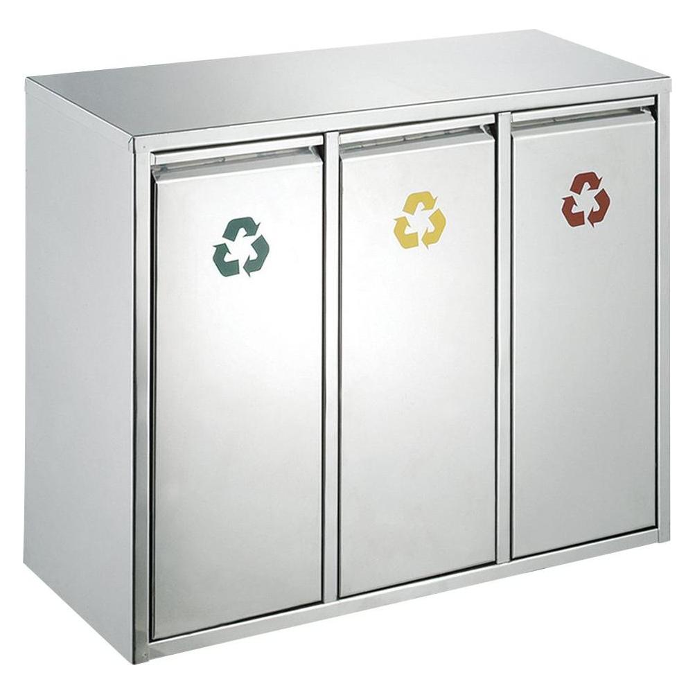ReinigungsBerater Mülltrennsystem Wertstoff-Sortieranlage 3x8 L Edelstahl aus Edelstahl (matt) mit drei Kunststoff-In (8 l) (8713631710416)