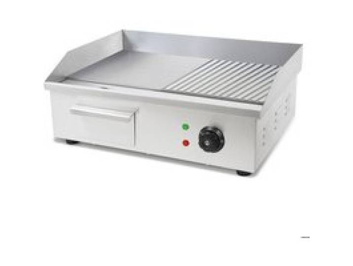 Plancha Professionnelle - VERTES - 3000W - Inox - Surface de Gril Lisse & Rainurée 55x35cm - Thermostat - Température 50-300°C