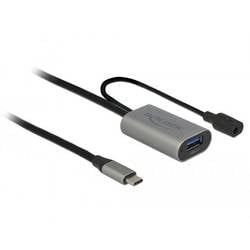 Delock USB-Kabel USB-A Stecker, USB-C® Stecker 5.00 m Schwarz, Grau 85391