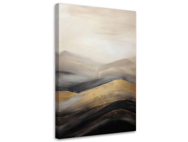 Feeby Leinwandbild Beigefarbene Boho-Berge 70x100cm, Goldfarben, Abstrakt, Rechteckig, 70x100 cm, Bilder & Rahmen, Bilder, Leinwandbilder