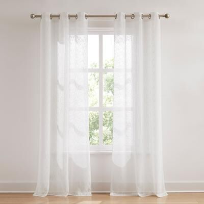 "Lush Decor Aileen Textured Raindrop Sheer Pair Window Curtain Panels - 84"" x 38"""