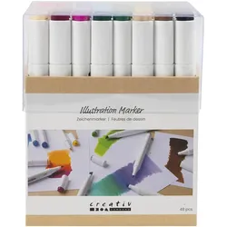 Creativ Company, Marker, Kalligraphiemarker 1+ 8 mm, 48 Stück, Standard-Farben (48x)