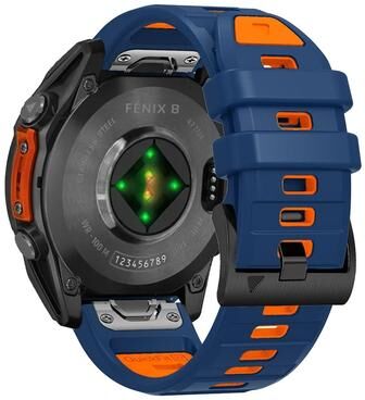 Uplifted Goods Soft Silicone Quick Fit Smartwatch Band dark Blue Orange 26mm