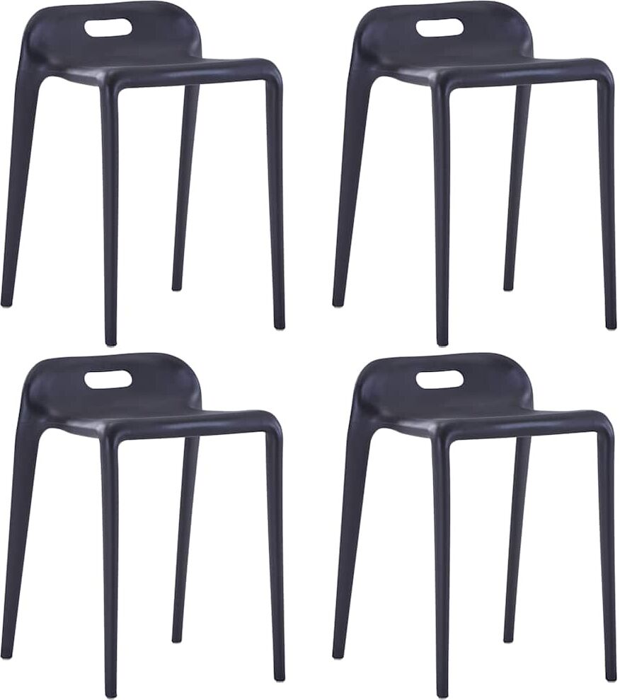vidaXL Taburetes apilables 4 unidades plástico negro Negro