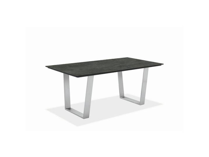 Niehoff Garden Gartentisch, Graphitfarben, Edelstahlfarben, Kunststoff, rechteckig, Kufe, 95x76x160 cm, wetterbeständig, Gartenmöbel, Gartentisch, Gartentische