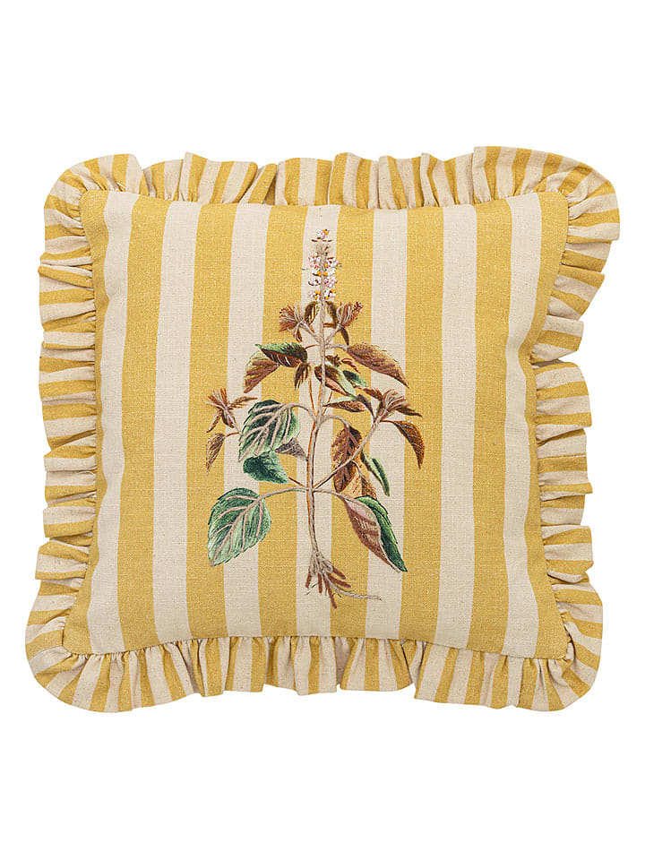 Bloomingville Kissen "Camila" in Gelb/ Weiß - (L)35 x (B)35 cm - onesize