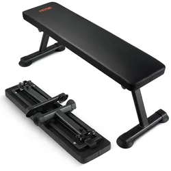 VEVOR Hantelbank Flachbank faltbare Krafttrainingsbank, Extreme Belastbarkeit 454 kg, Trainingsbank Fitness Bank Drückbank Zuhause für Ganzkörpertraining Mehrzweck-Krafttraining und Bauchmuskelübung