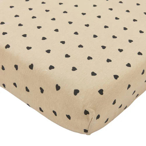 Meyco hoeslaken voor ledikant Sweet Heart beige/zwart