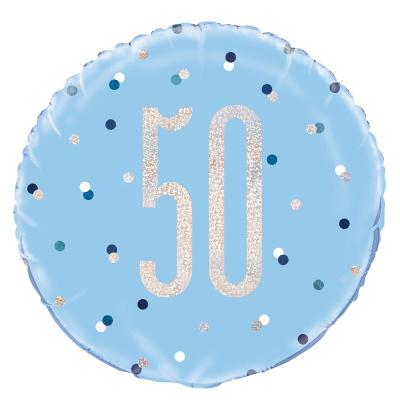 Folienballon blau & silber Zahl 50