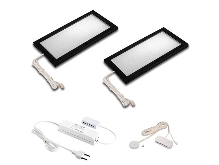 Hera LED-Unterbaulampe Sky Dimmer 2er 3.000K schwarz LED Sky, dimmbar, schwarz, für Küche, Kunststoff, Modern