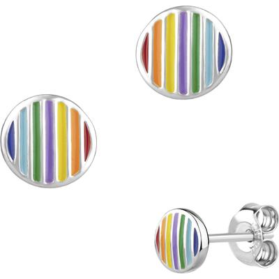 Paar Ohrstecker FIRETTI "Schmuck Geschenk Silber 925 Ohrschmuck Ohrringe Regenbogen", bunt (silberfarben, bunt), Ohrringe, Damen, 5,5mm, Silber 925 (Sterlingsilber), Made in Germany - mit Lack