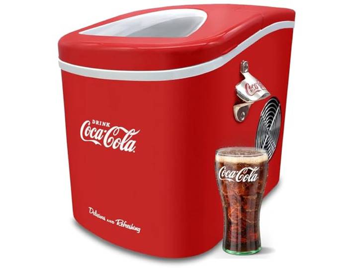 Machine à glaçons Salco Coca-Cola – Fabricant de glaçons avec 2 tailles de glaçons – Design rétro rouge – Machine à glaçons portable pour cocktails\, boissons et soirées (12 kg par 24 heures - Rouge)
