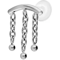 PTFE Labret mit Innengewinde + Titan-Aufsatz BOGEN + 3 KETTEN