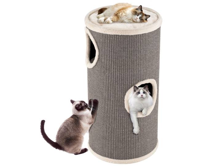 4 Verdiepingen Tellend Kattenhuis Kattenhuis met Meerdere Verdiepingen en Sisal Krabmat Grijs