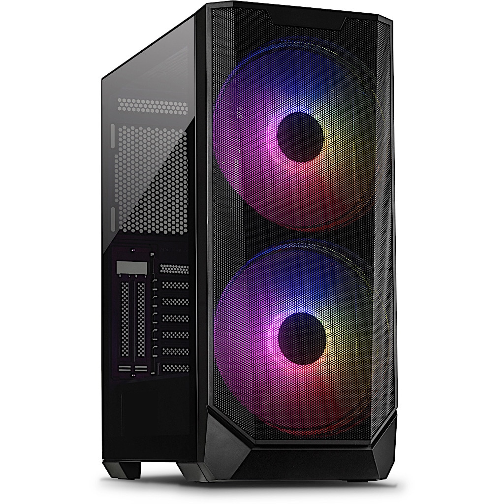 Inter-Tech IT-3503 Airstream Gaming PC Gehäuse Midi-Tower Schwarz Seitenfenster
