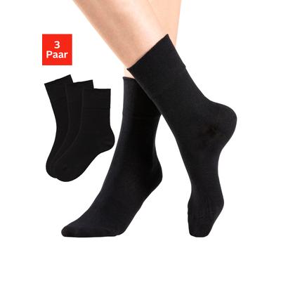 Socken H.I.S "Diabetikersocken Damen Herren Socken", Herren, Gr. 39-42, schwarz (3x schwarz), Baumwolle, Elasthan, Polyamid, unifarben, elastisch, Socken Socken, mit Komfortbund auch für Diabetiker geeignet, Topseller