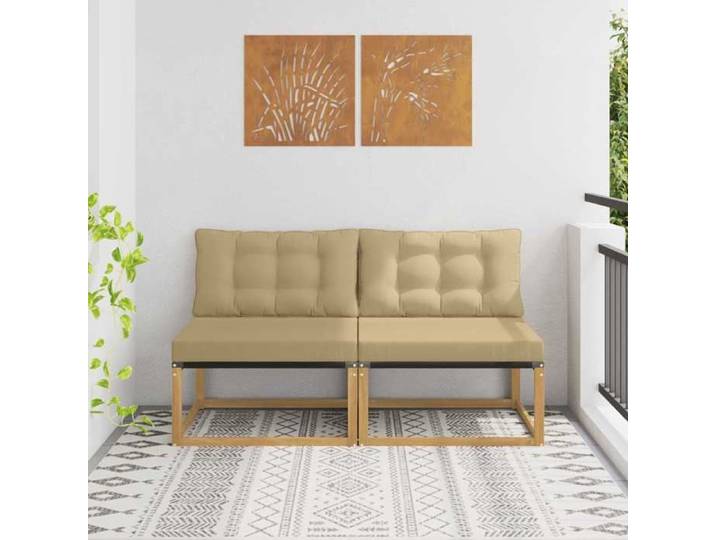 Sofa de milieu extérieur Bois d'Acacia Massif Blanc 901648