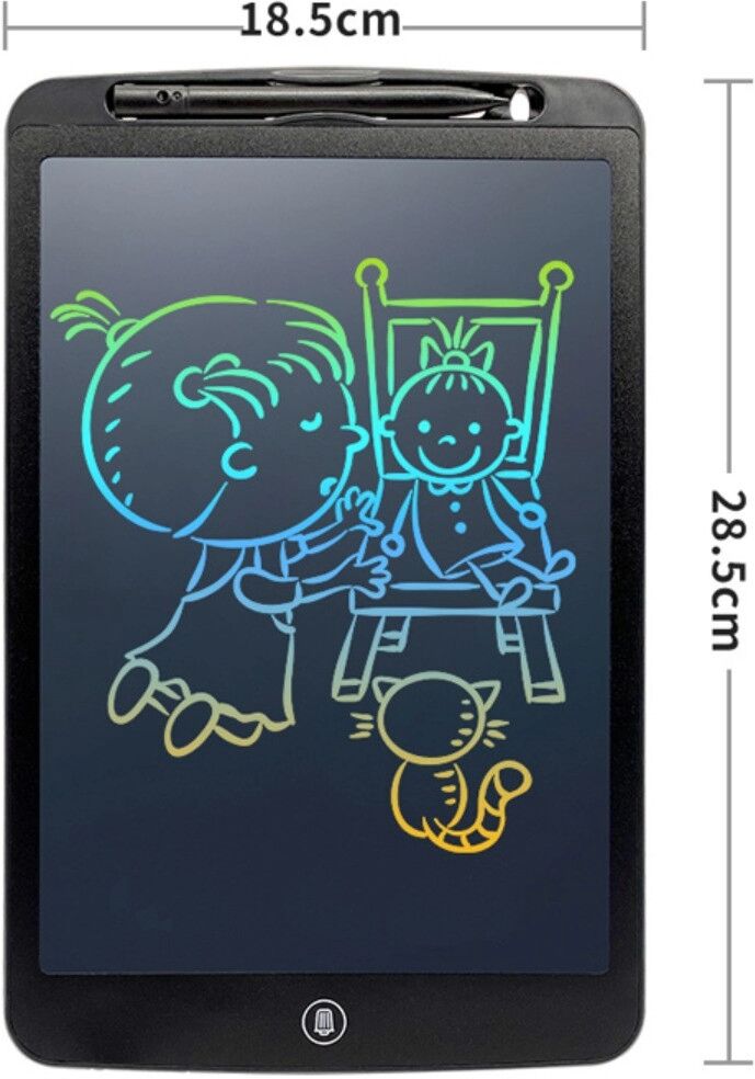 INF LCD-Schreibtafel EU-Standard 12 inch - Augenschonendes, wiederverwendbares Zeichenbrett für Kinder und Erwachsene Schwarz