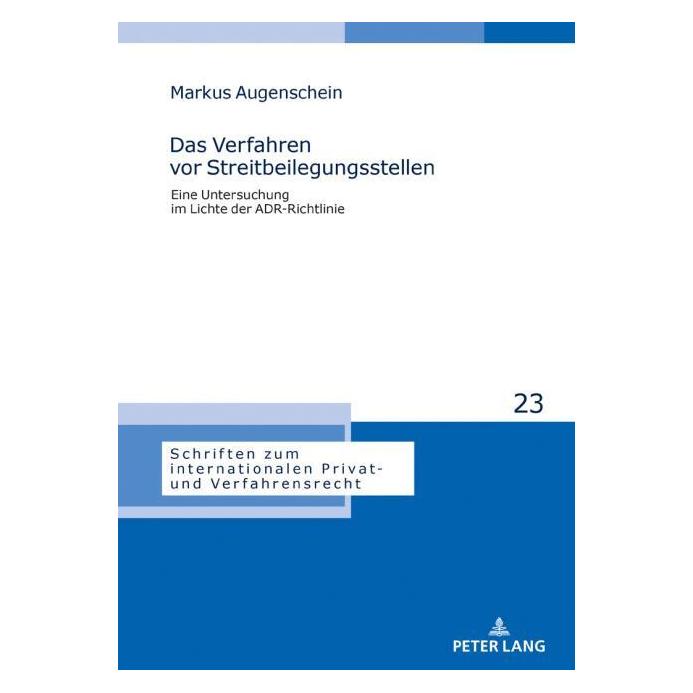 Peter Lang Augenschein:Das Verfahren vor Streitbei (67840188)