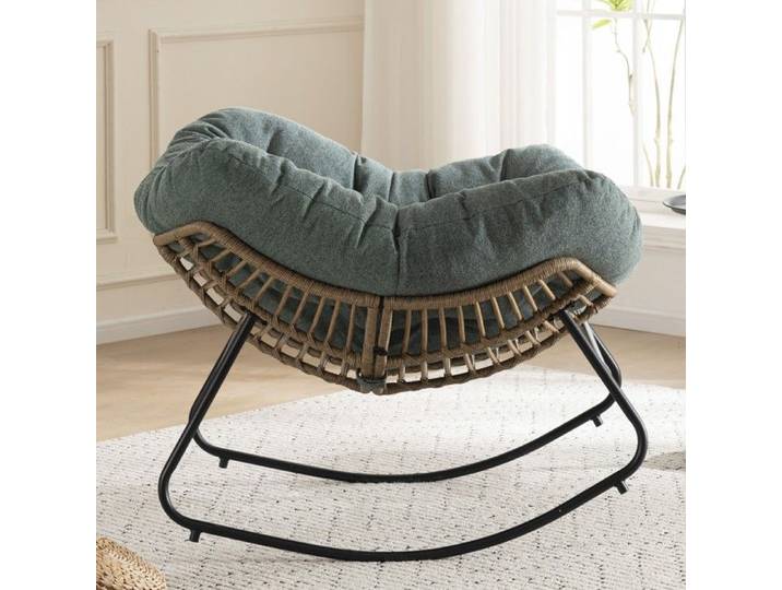 Fauteuils à bascule - Design moderne - Chenille rembourré - Cadre métal 158 kg - Vert