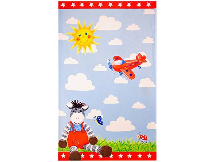 Baby Glück Kinderteppich Weich und Soft, 140x200 cm Rechteck Teppich in Farbe Blau, Öko-Tex zertifiziert für Kinderzimmer und Babyzimmer, freundliche Bildmotive für Babys