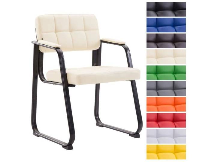 Chaise de visiteur Canada B en similicuir - CLP - Métal noir - Crème