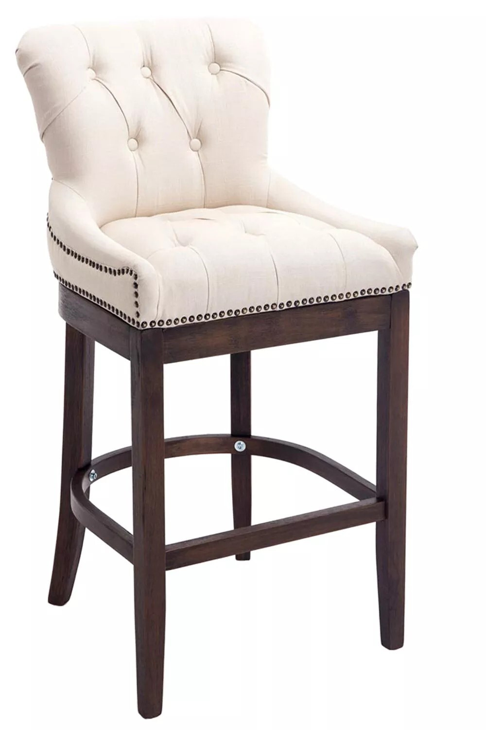 And Outdoor Match barkruk Brando Chesterfield-stijl wit met rugleuning en voetsteun - Zit hoogte: 74 cm