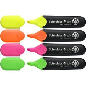 Schneider Textmarker Job 150, 4 Stück, Strichbreite 1 - 5mm, farbig sortiert