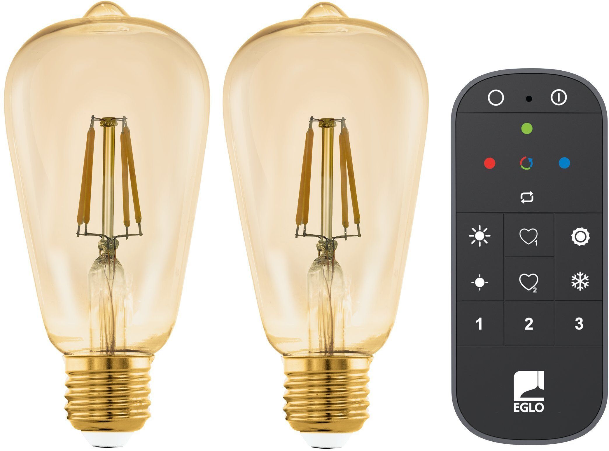 EGLO - Set of 2x E27 ST64 Amber Smart Bulbs - Zigbee & Bluetooth