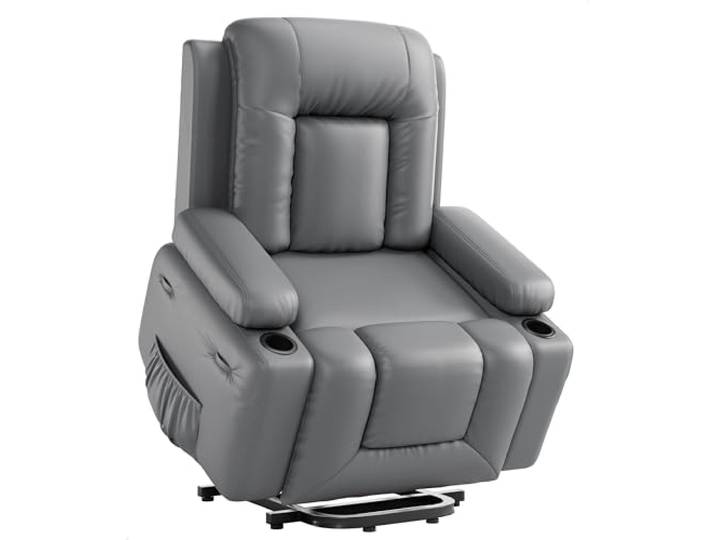 Elektrischer Relax- & Massagesessel mit Aufstehhilfe, Heizung, Liegefunktion und verstellbarer Rückenlehne/Beinauflage – PU-Leder Fernsehsessel für Senioren und Personen mit eingeschränkter Mobilität