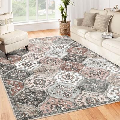 Garvee Oriental Trellis Washable Area Rug