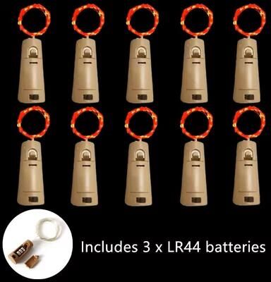 Uplift Treasures Acrylic LED Wine Bottle Cork String Lights (10 Pack) red (10 Pcs 2 M 20 Led)