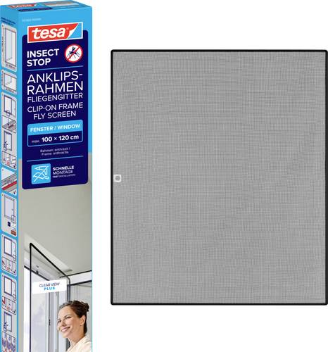 Tesa INSECT STOP CLIP-ON 55360-00000-00 Fliegengitter (B x H) 1m x 1.2m Anthrazit 1St.