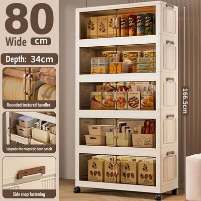 Uplift Picks Foldable Storage Cabinet Large Capacity Dustproof Wardrobe Organizer 80 Cm 5 Layers