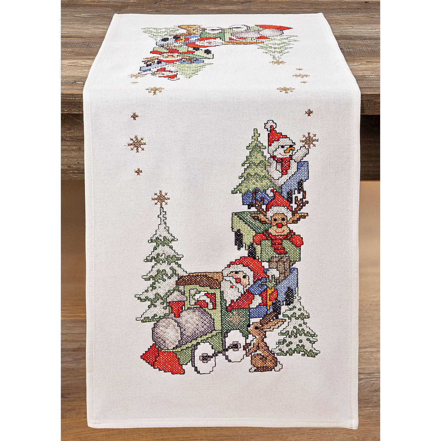 Stickläufer "Weihnachts-Zug"