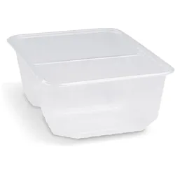 VEPATIM 250x Rechteckschalen 2-geteilt 186x133mm 1000ml PP klar für heiße Speisen