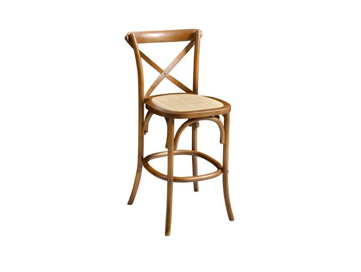 Tabouret de bar bistrot vintage en bois couleur noyer