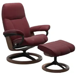Stressless Sessel mit Hocker Consul Signature Leder Rot Batick Bordeaux S (Small)