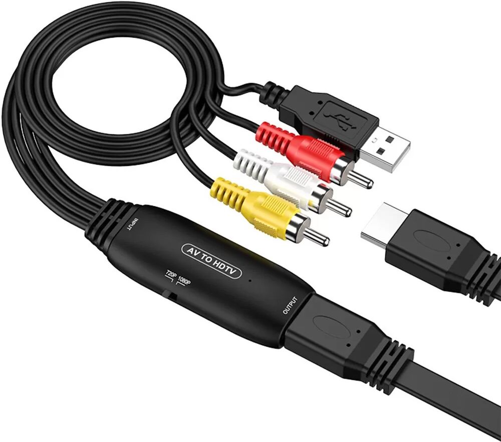 INF AV zu HDMI Konverter Kabel - RCA Composite zu HDMI Adapter mit USB-Stromversorgung